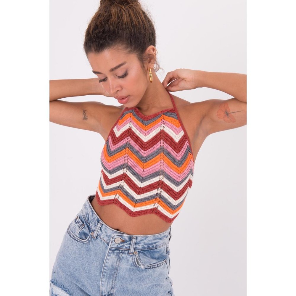 Crochet Halter Top - Retro Rainbow - Picture 3 of 8